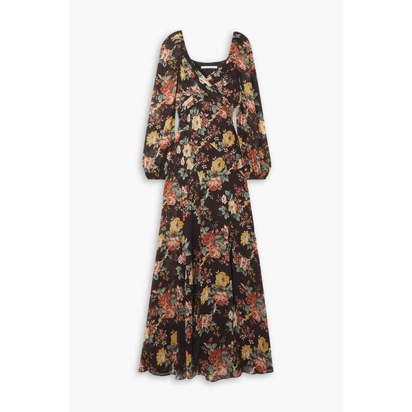 NWOT Veronica Beard Avani Floral Print 100% Silk V-Neckline Maxi Dress Size 0 - Picture 6 of 6